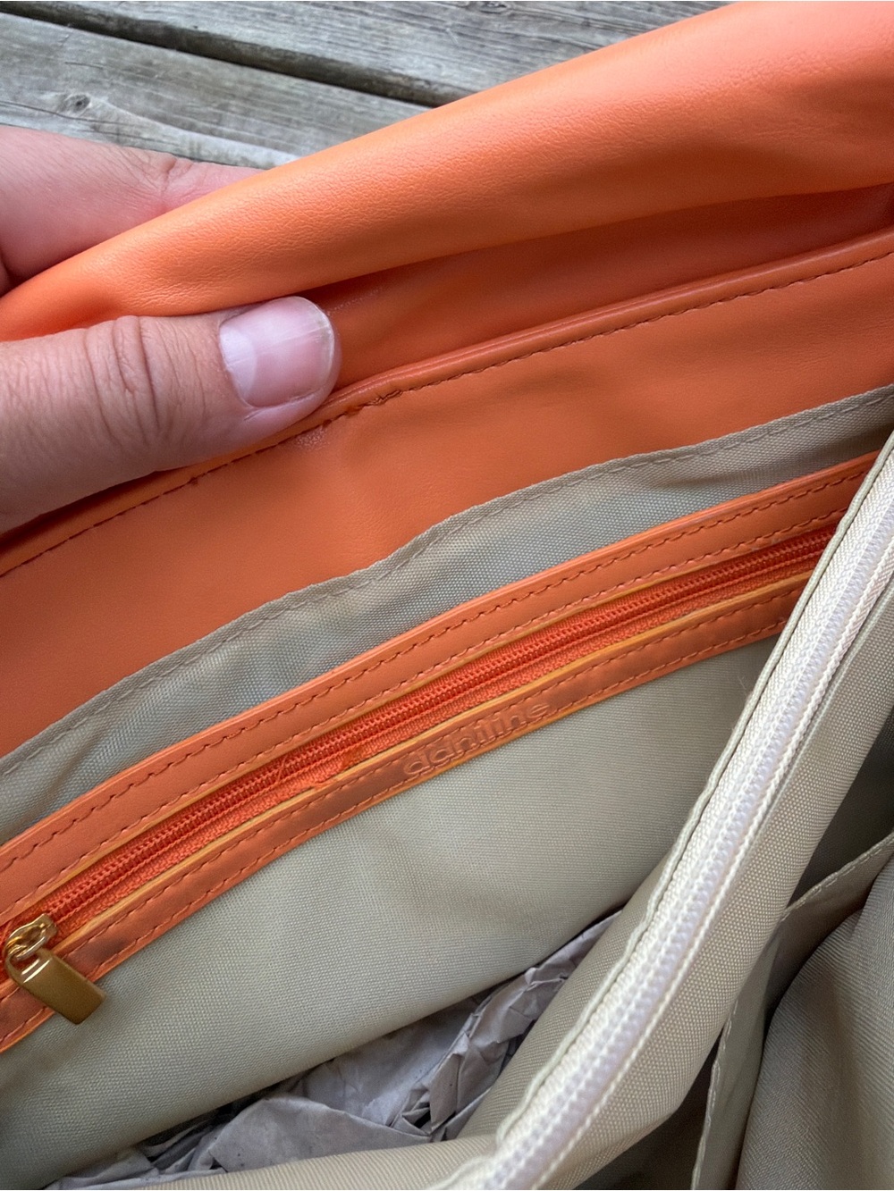 Daniline Orange Satchel Handbag Gold Hardware Top Handle Shoulder Bag PVC - Picture 10 of 15